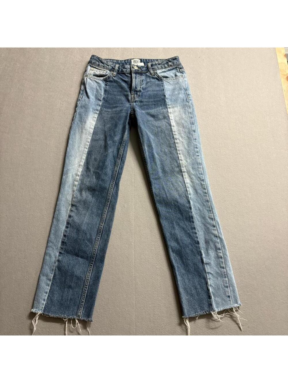 BDG Urban Outfitters Jessye Two Tone Colorblock Straight Jeans Womens 28x28 Raw